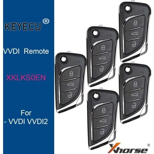 KEYECU 5 Pieces XHORSE English Version for Lexus Style Flip Wired Universal Remote Car Key - 3 Buttons - for VVDI Key Tool