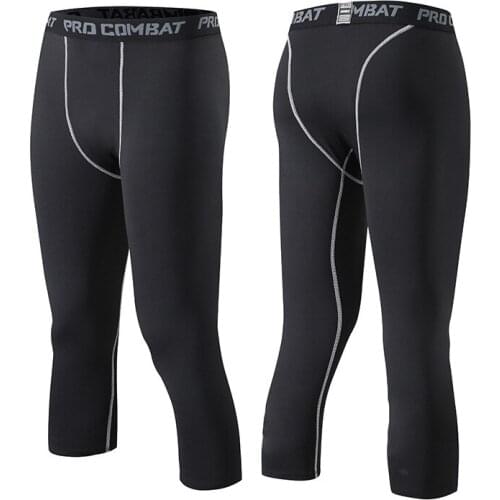 Compression Sports Tights Men bodybuilding Gym Fitness Leggings Man Running 3/4 Pants sportswear Leggings