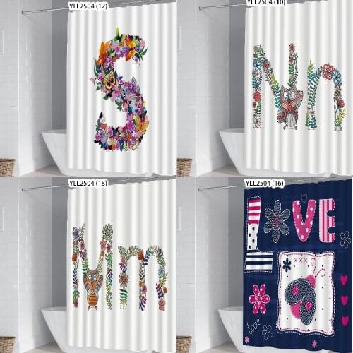 Creative English alphabet pattern curtains sunflower bathroom decor bathroom rug set curtain for bathroom Bathroom Bath mat