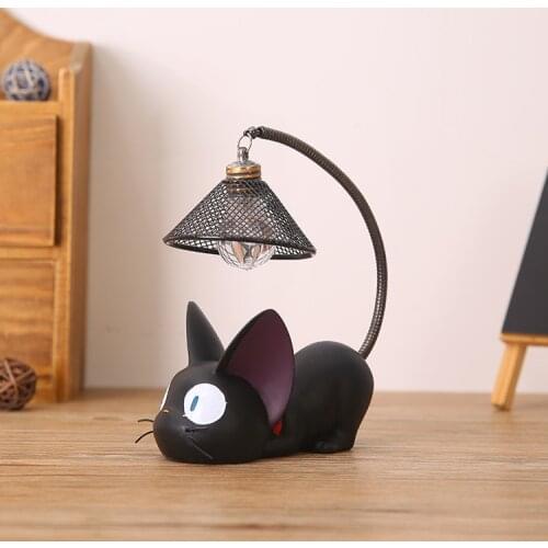 Zakka Creative Magic Gigi Cat Night Light Decoration Witchs Delivery Service Black Cat Hand-made Iron Lamp Home Accessories