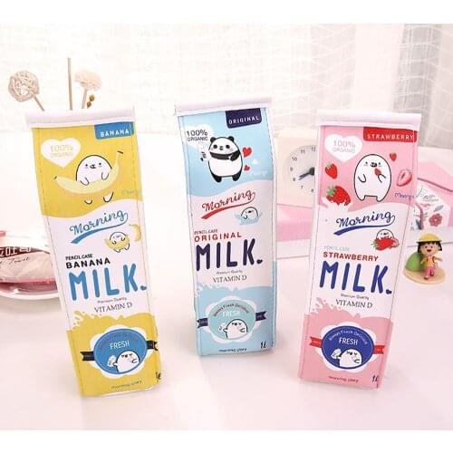 Creative Novelty Milk Pencil Case Cute Pencil Bag For Kids School Supplies Back To School Stationery Astuccio Scuola