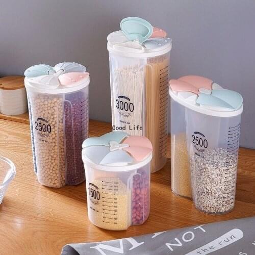 Kitchen food storage Cereal Dispenser Storage Box Rotating Dry Food Rice Container Storage Case Flour Grain Storage Bottle