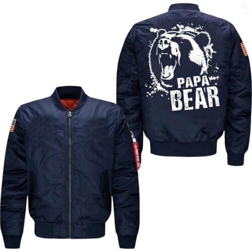 2019 hot spring autumn bomber jacket Papa Bear print mans flight jacket USA size free shipping