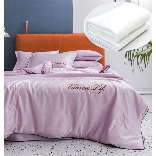 Summer Washed Silk Quilt Solid Pink Red White Grey Blanket Adult Kids Air Condition Comforter Bedspread Bed Cover Bedding Sets