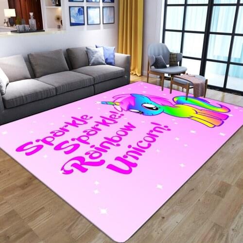 Cute Colour Unicorn 3D Printing Mat/Rug Kid Room Play Area Rugs Soft Flannel Memory Foam Girl Room Crawl Carpets for Living Room