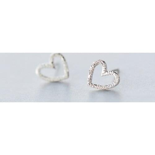 Fashion Piercing Heart Stud Earrings for Women Elegant Wedding Jewelry Gift