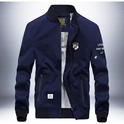 Embroidered Badge Fashion Brand Spring Jacket Men Plus Size 4XL Navy Black Burgundy Red