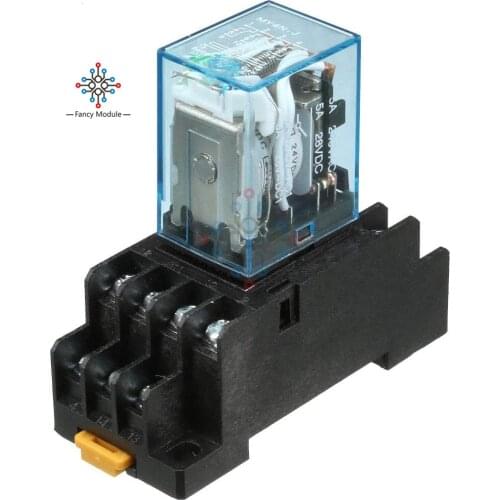MY4NJ Electromagnetic Relay Module LED General Purpose Relay 4pdt 14pins Relais 12V 24V 110V 220V MY4NJ Relay Switch
