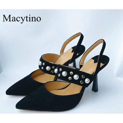 Summer new ladies pointed high heel sandals pearl decoration high heel sandals fashion party high heel sandals
