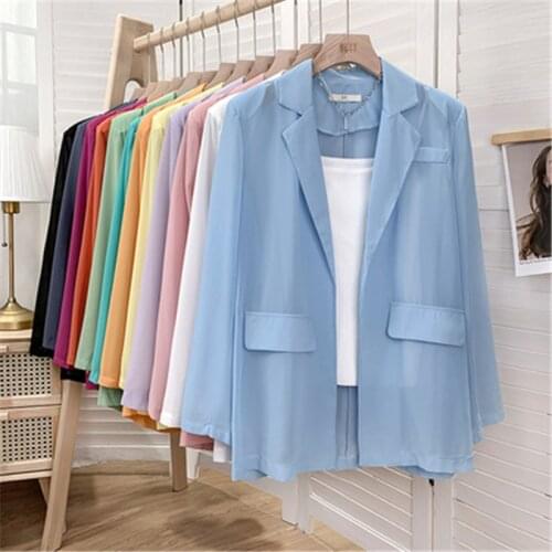 2021 Summer Fashion New Loose Long-Sleeved Korean Style Thin Temperament Sun-Proof Chiffon Suit Female Top Trendy H158