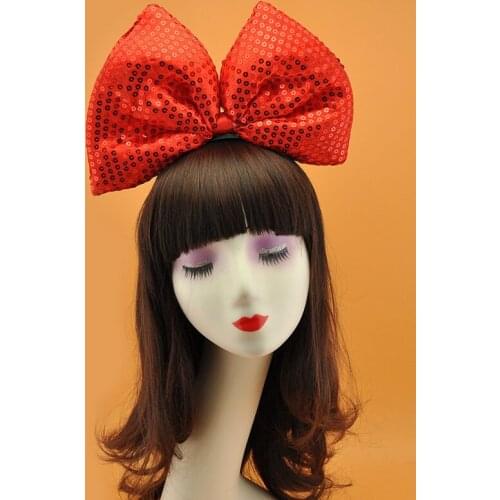 Super Big Glittering Bow Hairband for Women Girls Holiday Dance Show Party Headwear White Red Gold Sequined Bowknot Headband