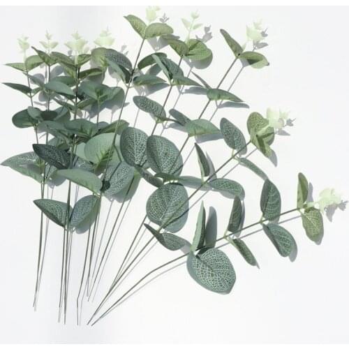 Single Green Artificial Eucalyptus Leaf Leaves Plants Money Leaf Fake Plants Wall Decorative Wedding Shooting Prop Home Decor