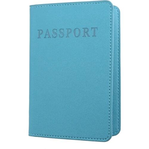 Solid Color Faux Leather Travel Passport Holder Cover ID Card Ticket Pouch Bag