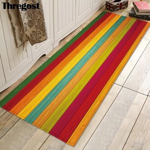 Thregost Striped Printed Long Floor Mats 3D Carpet Prayer Rugs Muslim Indoor Doormat Memory Foam Soft Kitchen Carpets