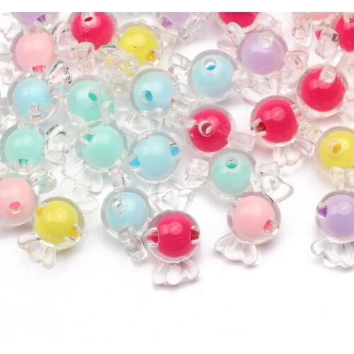 10-30pcs/lot 21x12mm Colorful Candy Shape Loose Acrylic Spacer Beads For Jewelry Making DIY Necklace Bracelet Accessories
