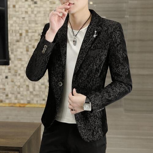 Luxury Velvet Striped Men Blazers Business Casual Suit Jacket 2021 Autumn Slim Wedding Bridegroom Social Dress Coat Veste Homme