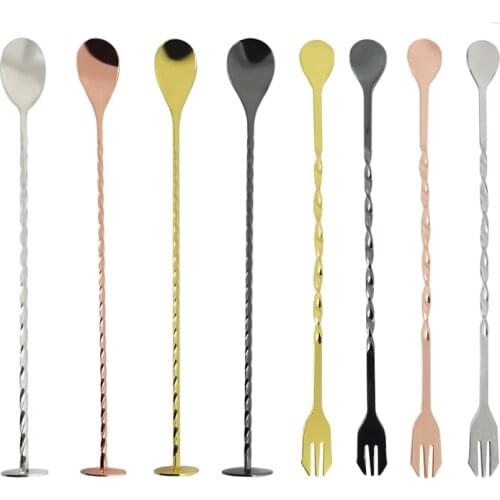 Stainless steel Rose Gold Black Sliver Bar Spoons Cocktail Drink Mixer Muddler Ice Strainer Cocktail Shaker
