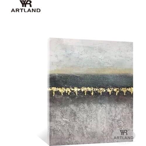 Modern simple abstract gold foil oil painting pure handmade on canvas high quality wall art picture for living room decoration