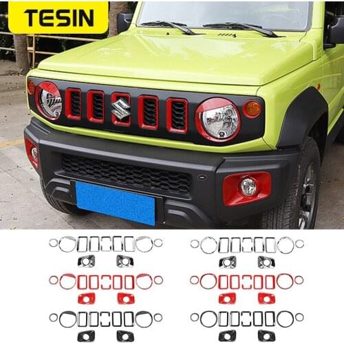 TESIN Front Insert Grille Headlight Turn Signal Fog Lamp Decoration Cover Stickers for Suzuki Jimny 2019+ Lamp Hoods Accessories