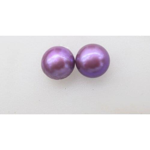 Freshwater pearl unique purple 11-12mm coin earrings FPPJ wholesale beads silver925 for xmas gift