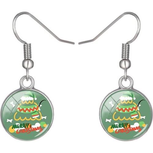 Disney Animated Landscape Pattern Pendant Earrings Ladies Fashion Glass Transparent Convex Ball Pendant Cute Earrings