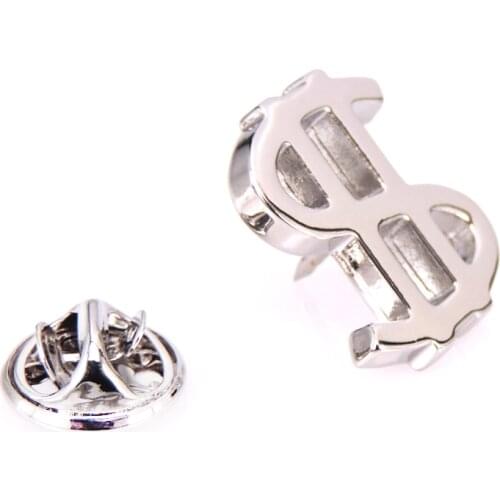 High quality Brooch Silvery dollar sign Lapel Pin Badge Brooche Mens clothing accessories wholesale free shipping XZ003