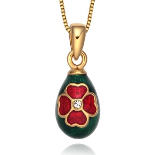 YAFFIL Womens Jewellery Enamel Handmade Jewelry Necklace Four-Leaf Pattern Brass Egg Plating Gold Chain Women Pendant 2019 New