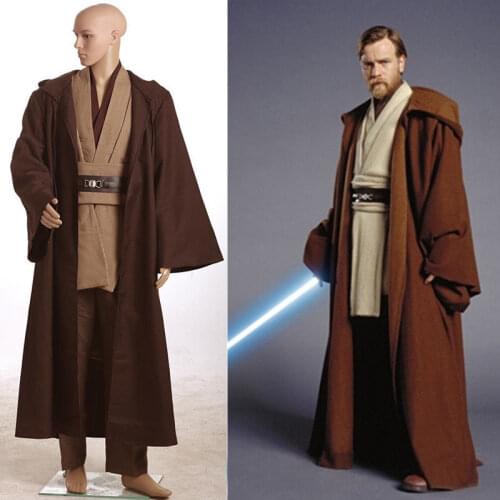 Star Adult Men COSplay Wars Obi Kenobi Wan COSplay Costume Halloween Jedi Robe Suit
