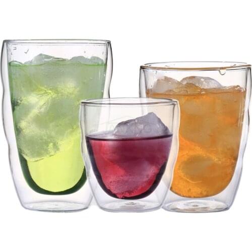 1 Piece Clear Handmade Heat Resistant Double Wall Glass Tea Drink Cup Drink Mug Transparent Coffee Insulated Beer Drinkware