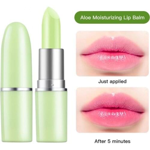 1Pcs Aloe Lip Balm Temperature Changed Color Lipstick Lip Tint Moisturizing Nourish Reduce Lip Lines Lip Gloss Lip Care TSLM2