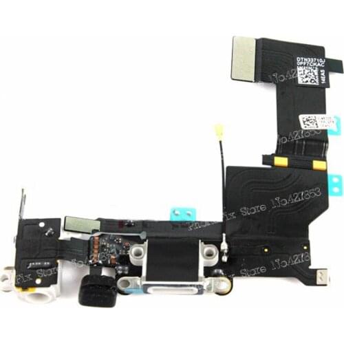 10pcs/lot Genuine Original New Charging Port Dock Connector Charger Flex & Headphone Jack Audio Cable for iPhone 5S White
