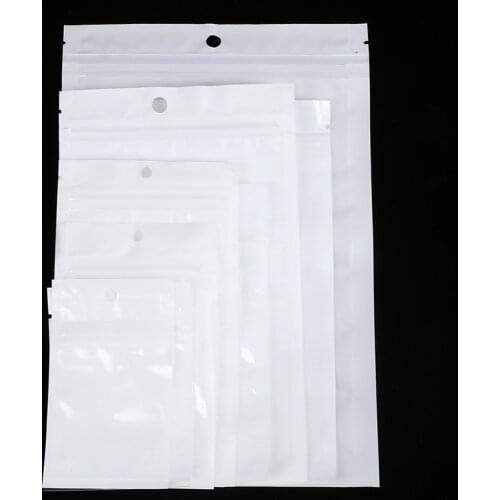 10 kinds sizes White/Clear retail zipper bag reusable plastic packaging bag headset USB bag Food gift jewelry Ziplock bags