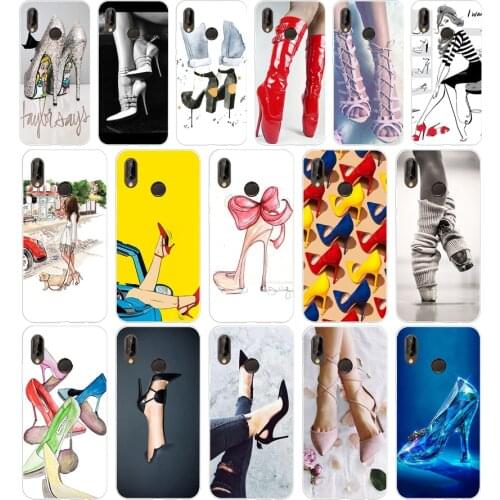 215H heels heeled shoes ballerina Soft Silicone Tpu Cover Case for huawei Nova 3 3i p smart