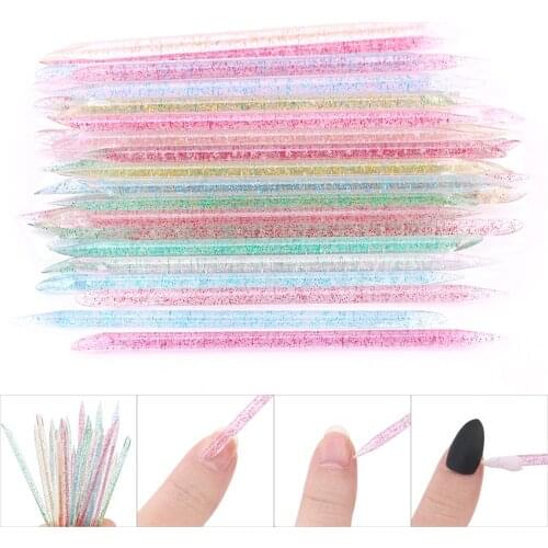 50Pcs Reusable Crystal Stick Double End Nail Art Cuticle Pusher Cuticles Remover Tool Pedicure Care Nails Manicures Tools