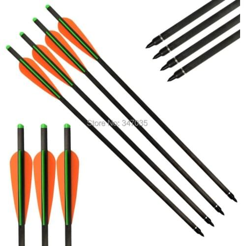 6 pcs 16"-22" New Crossbow Bolts Hybrid Carbon Arrows 125gr Points Green Haft Moon Nock for Archery Hunting Shooting