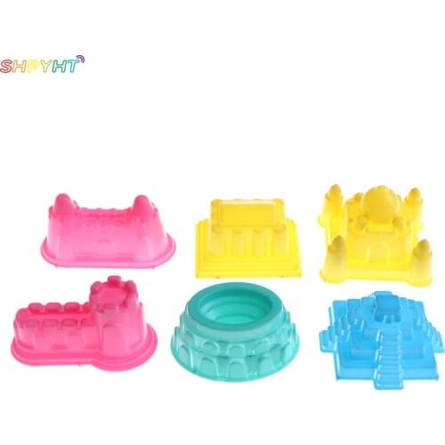 6Pcs/Set Portable Castle Sand Clay Novelty Beach Toys Model Clay For Moving Magic Sand Wholesale high quality