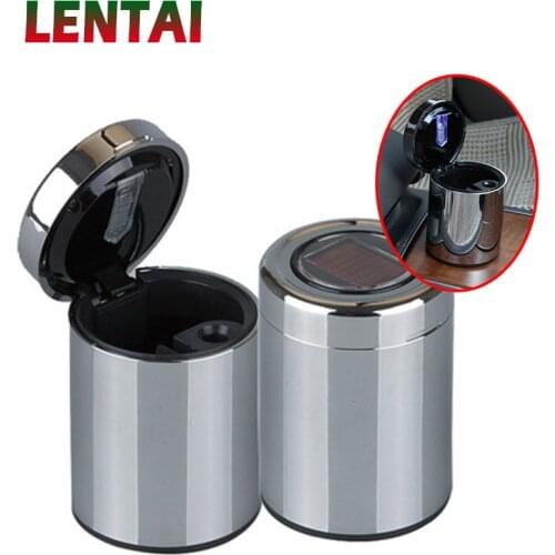 LENTAI For Hyundai solaris i30 tucson 2017 ix35 accent Alfa Romeo 159 147 Ssangyong 1Pc Auto Car ashtray Solar LED Lamp Silver