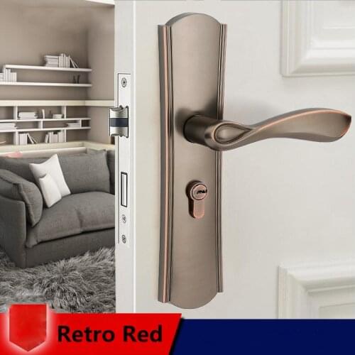 2019 European Style White Bedroom Living Room Door Handle Lock Modern Minimalist Solid Wood Door Locks Silent Indoor Lock
