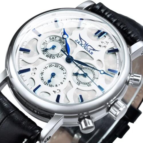 JARAGAR Mechanical Watch Men Automatic Luxury Brand Watches Mens 2020 Casual Leather Strap Wristwatches часы мужские спортивные