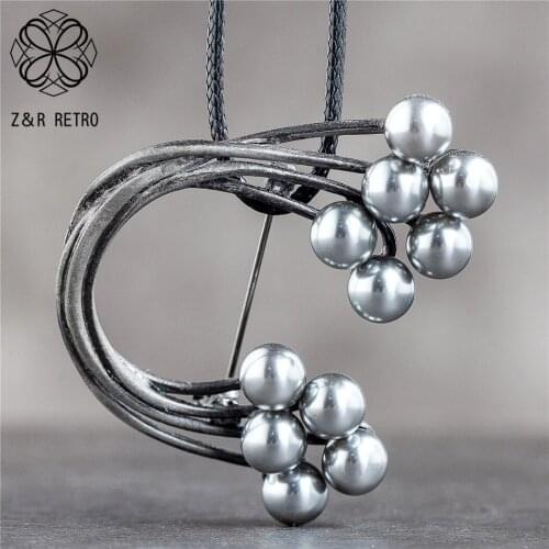 Long Necklace For Women Vintage Jewelry Grey Beads Pendants Suspension Rope Chains Choker Wholesale Jewellery 2021 New Wholesale