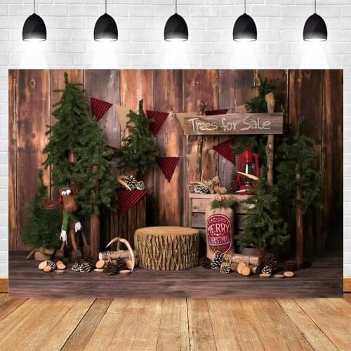 Christmas Tree Photography Backdrops Wood Board Wooden Baby Vinyl Photographic Background Photo Shoot Photophone Props Photozone