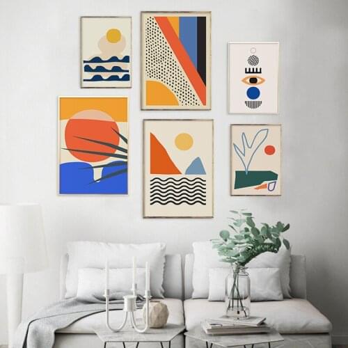 Geometric Abstract Scene Scandinavia Canvas Painting Wall Art Prints Poster Picture For Gallery Living Room Interior Home Decor