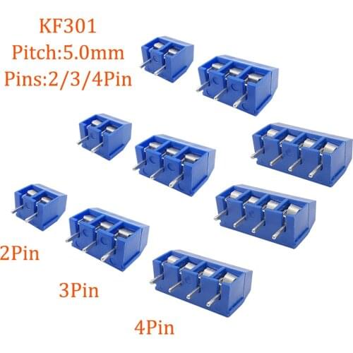 KF301 2P 3P PCB Screw Terminal Block Connector KF301-2P KF301-3P Pitch 5.0mm Straight Pin Spliceable Plug-in Screw Terminal