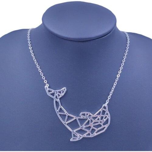 4 Colors Hollow Out Dolphin Necklace Animal Pendant Beads Gold Silver Plated Jewelry Gift For Women Male Female Girls 75