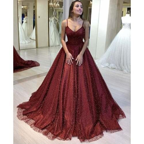 Best Selling Spaghetti Strap Beaded Peals Lace Floor Length A Line Brugundy Prom Dresses