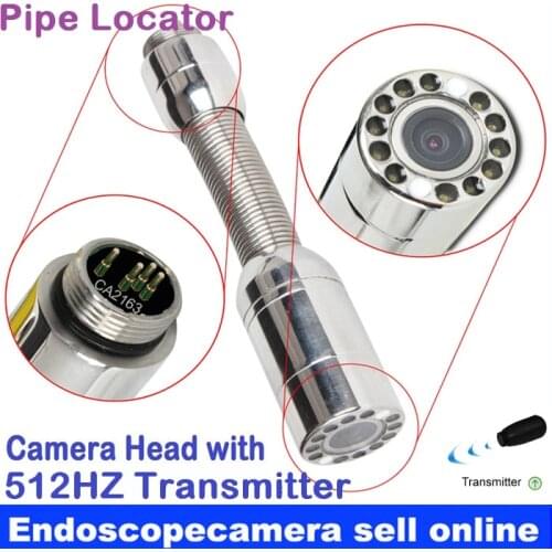 Sewer Drain Pipe Locator Stainless Steel Camera Head 512HZ Sonda Transmitter Replacement With 12pcs LED for wopson camera