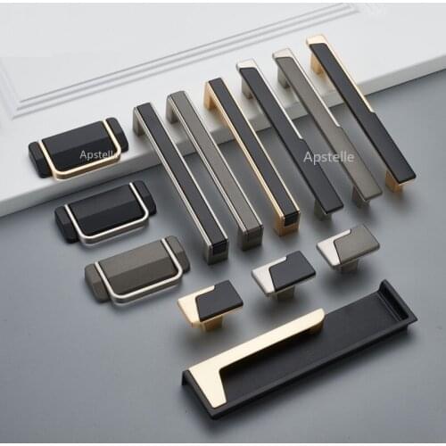 Copper Black Cabinet Cupboard Handles European Fashion Kitchen Drawer Pulls Zinc Alloy Closet Dresser Hardware Mirror