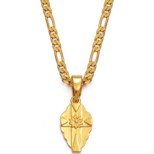 Micronesia Mini Cross Pendant Chain Necklace for Women Girls Guam Hawaiian Metal Small Cross Jewelry for Birthday Gift