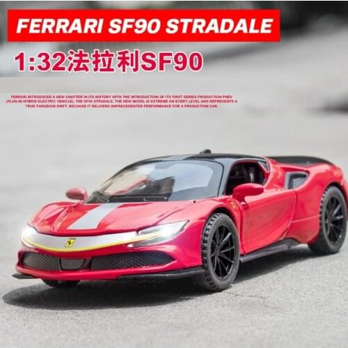 1:32 Ferrari Sf90 Alloy Car Model Super Running Car Toys For Children Simulation Diecasts & Toy Vehicles Kids Gifts Sound Light