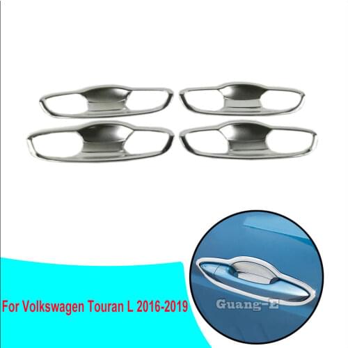 Car Cover Detector Trim ABS External Door Bowl Stick Frame Panel Parts 8pcs For VW Volkswagen Touran L 2016 2017 2018 2019